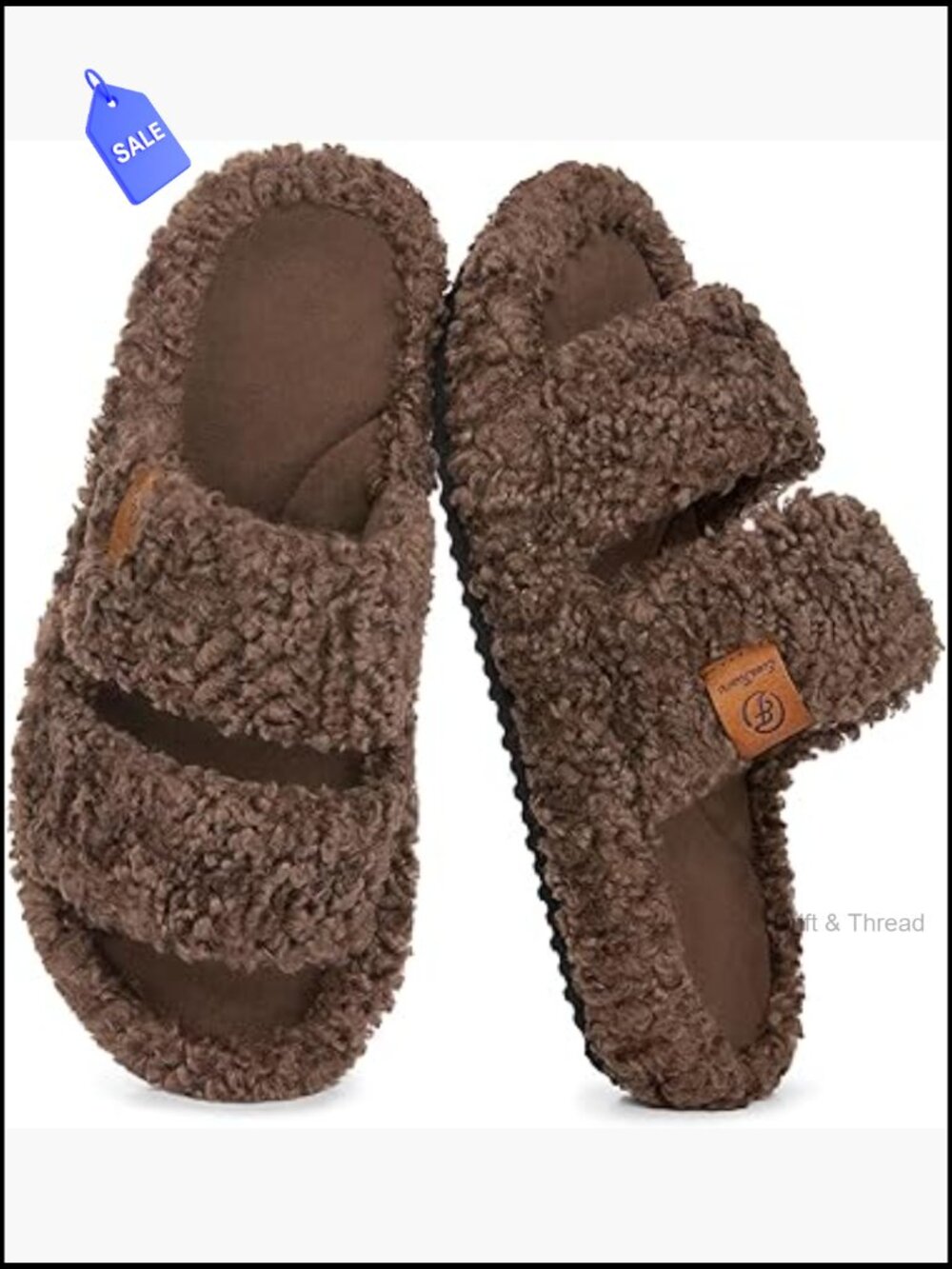 Fuzzy Open Toe Slippers Memory Foam Indoor House Shoes Anti-Slip Cozy Gift